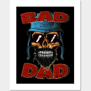 Bad Dad Biker Skull Posters and Art